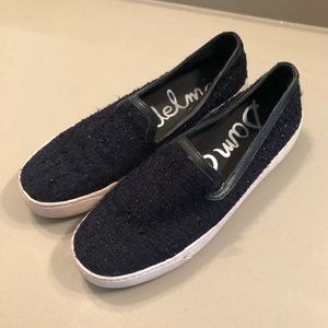 Navy Blue Tweed Sam Edelman Slip Ons